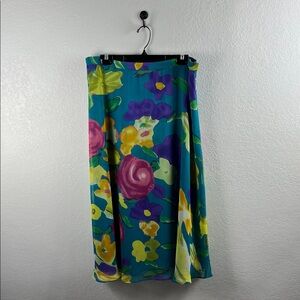 Coldwater Creek Women’s Colorful Floral A-Line Skirt Lined Side Zip Lightweight
